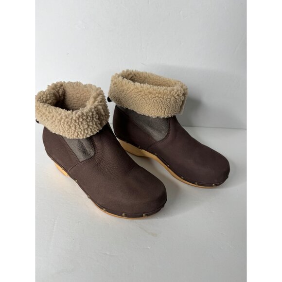 Penelope Chilvers Low Shearling Cuffed Clog Boots Leather Suede EU 36 US 6 - Picture 5 of 7